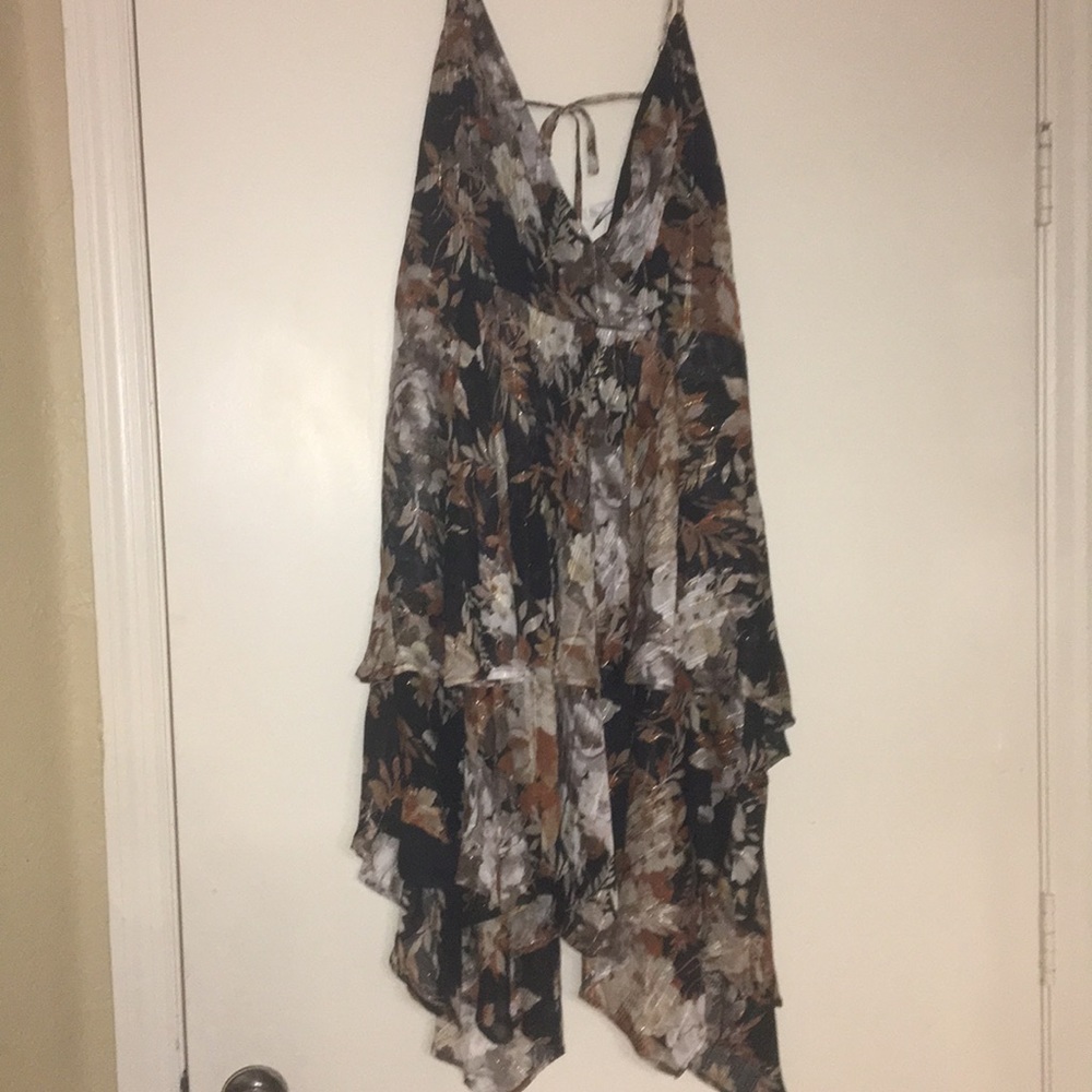 Earth tone and black dress